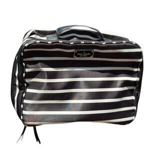 Kate Spade Black and White Striped Makeup Travel Bag